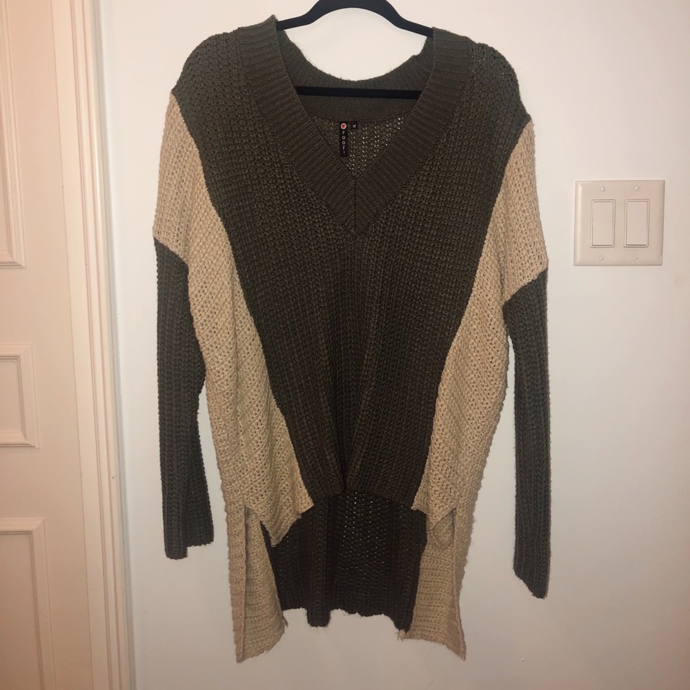 Green & Tan Sweater Oversized